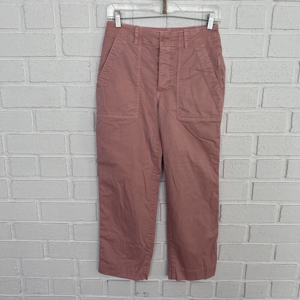 Gap Pants Womens Size 00 Straight Chino Pink Salmon Button Fly Square Pockets